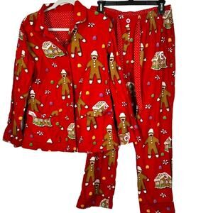 Nick & Nora Christmas Gingerbread Pajama Set Size Large